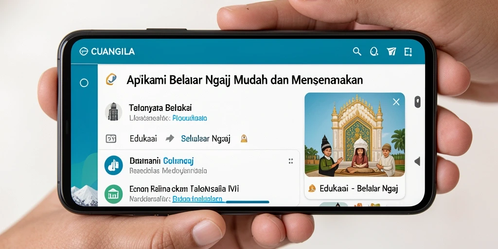 Tampilan antarmuka CUANGILA yang menarik untuk belajar ngaji.