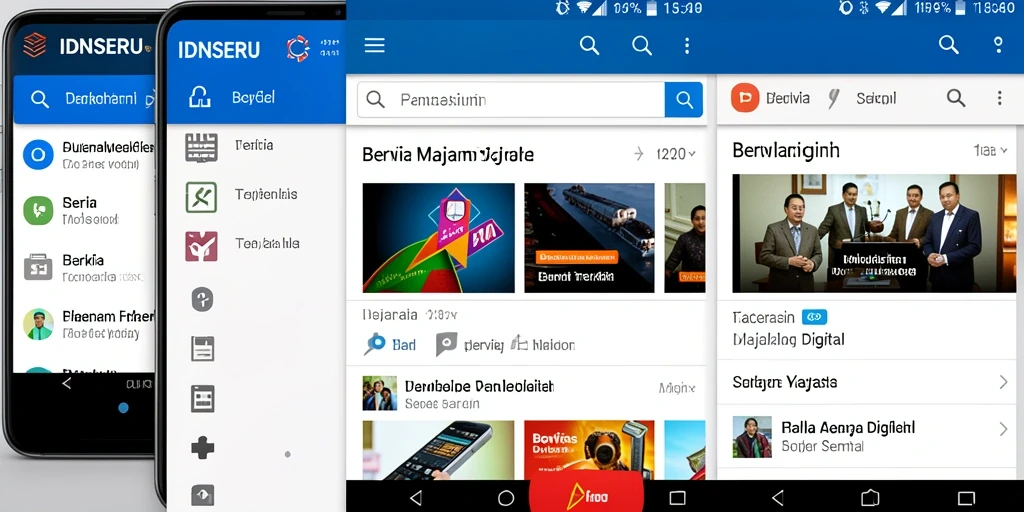 Antarmuka IDNSERU yang modern dan intuitif untuk membaca berita digital.