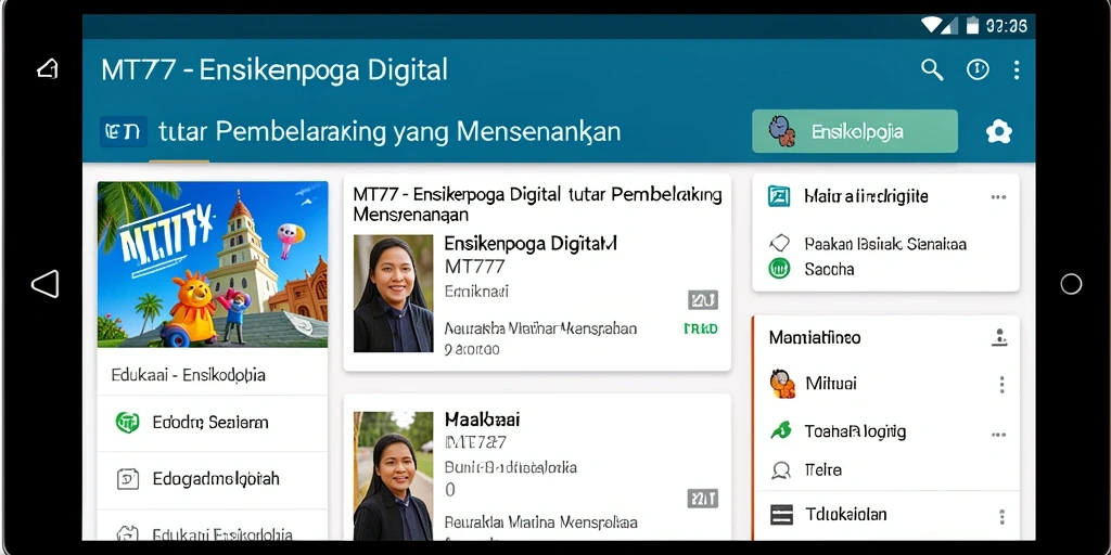 Tampilan utama MT777 menampilkan berbagai kategori informasi Ensiklopedia.