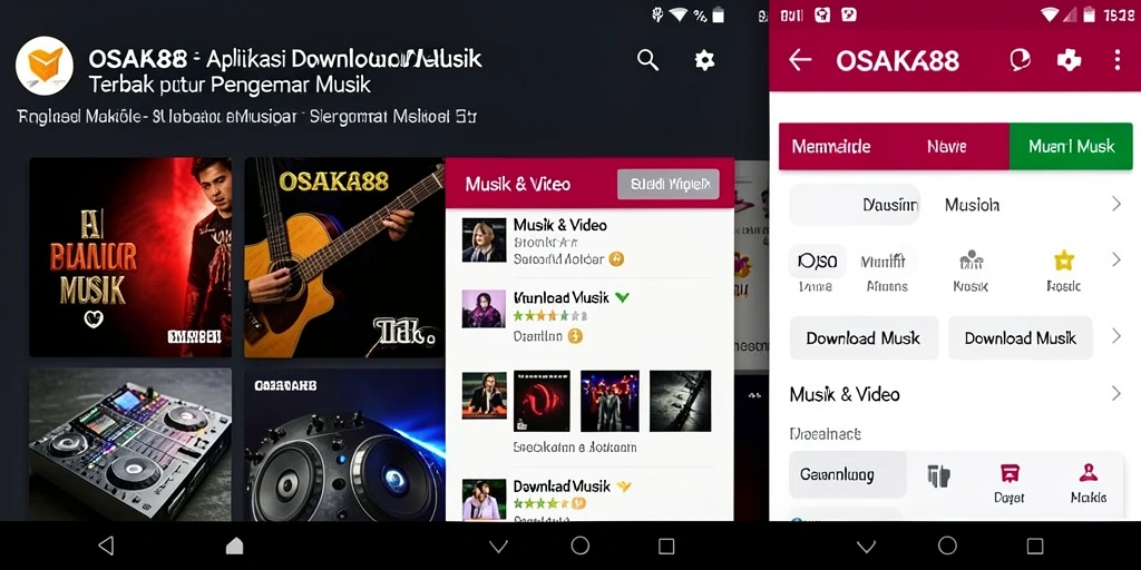 Tampilan antarmuka OSAKA88 untuk Download Musik yang mudah digunakan.