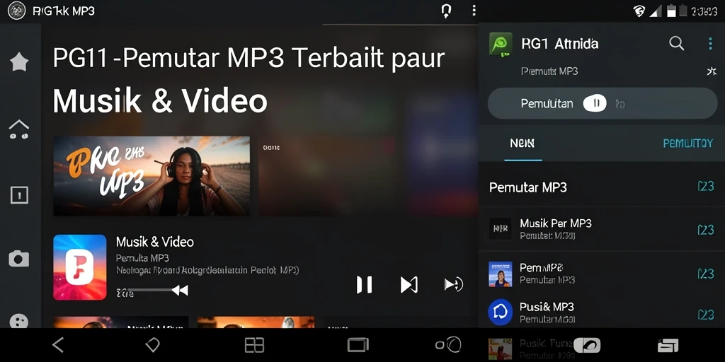 Antarmuka PG11 dengan fitur Pemutar MP3 yang modern dan user-friendly.