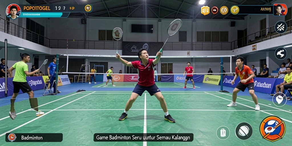 Antarmuka menarik dan fitur gameplay badminton yang seru.